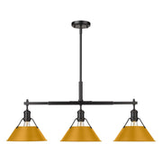 Golden Lighting Orwell 3-Light Island Light | Industrial Matte Black and Auric Yellow Steel | Kitchen Island | Model 3306-LP BLK-AY
