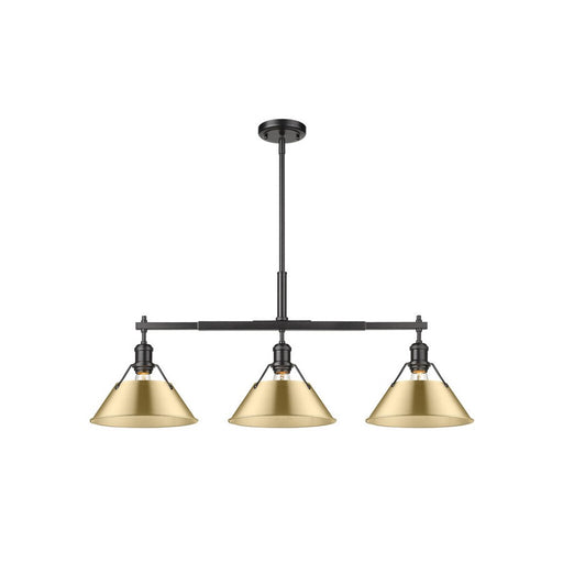Golden Orwell 3-Lt Linear Pendant, Matte Black/Champagne Bronze - 3306-LPBLK-BCB
