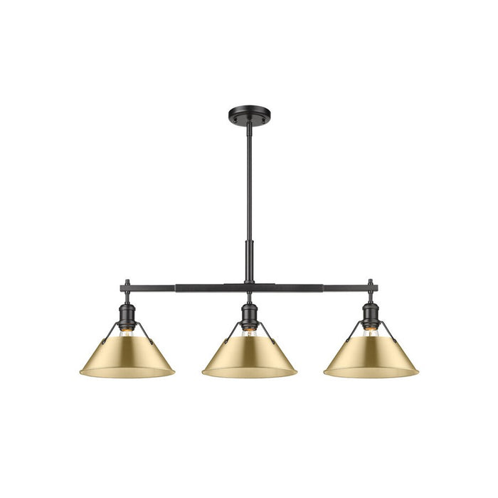 Golden Orwell 3-Lt Linear Pendant, Matte Black/Champagne Bronze - 3306-LPBLK-BCB