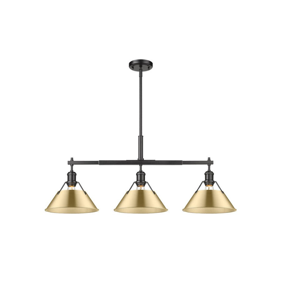 Golden Orwell 3-Lt Linear Pendant, Matte Black/Champagne Bronze - 3306-LPBLK-BCB