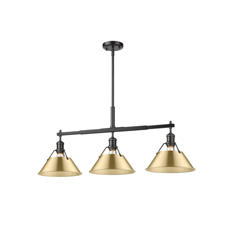 Golden Orwell 3-Lt Linear Pendant, Matte Black/Champagne Bronze