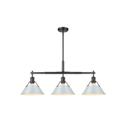 Golden Orwell 3-Light Linear Pendant, Matte Black/Dusky Blue - 3306-LPBLK-DB
