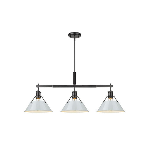 Golden Orwell 3-Light Linear Pendant, Matte Black/Dusky Blue - 3306-LPBLK-DB