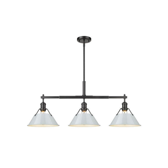 Golden Orwell 3-Light Linear Pendant, Matte Black/Dusky Blue - 3306-LPBLK-DB
