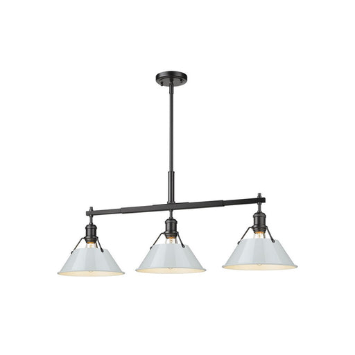 Golden Orwell 3-Light Linear Pendant, Matte Black/Dusky Blue
