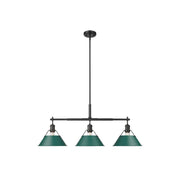Golden Orwell 3-Light Linear Pendant, Matte Black/Pine Green - 3306-LPBLK-GN