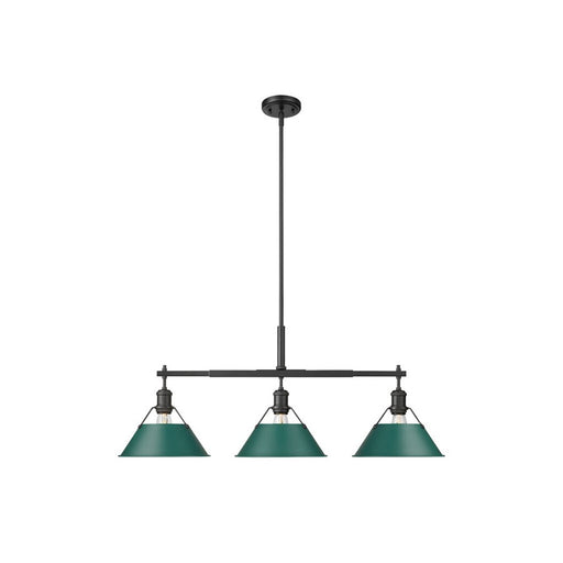 Golden Orwell 3-Light Linear Pendant, Matte Black/Pine Green - 3306-LPBLK-GN