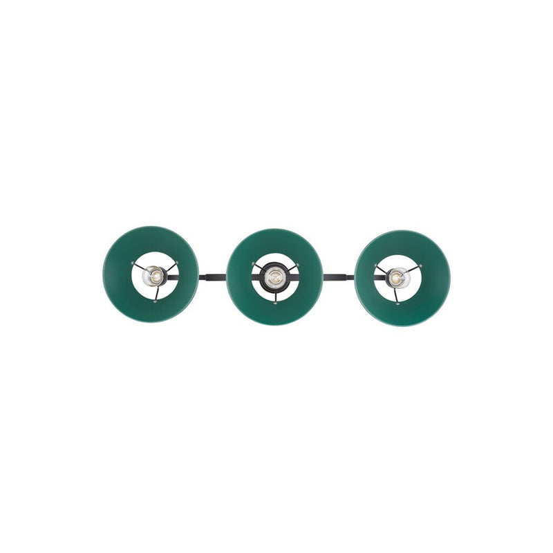 Golden Orwell 3-Light Linear Pendant, Matte Black/Pine Green