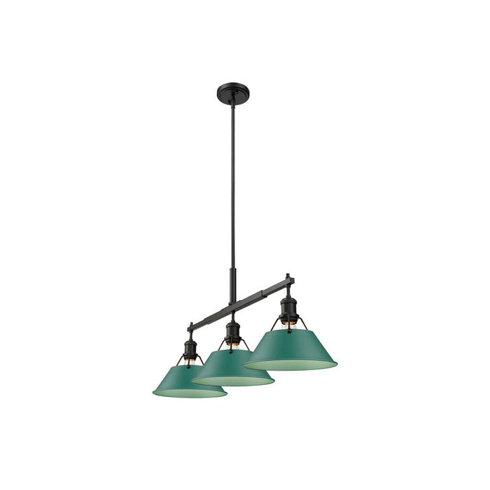 Golden Orwell 3-Light Linear Pendant, Matte Black/Pine Green