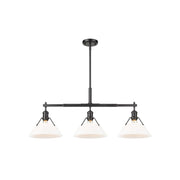 Golden Orwell 3-Light Linear Pendant, Matte Black/Opal Glass - 3306-LPBLK-OP