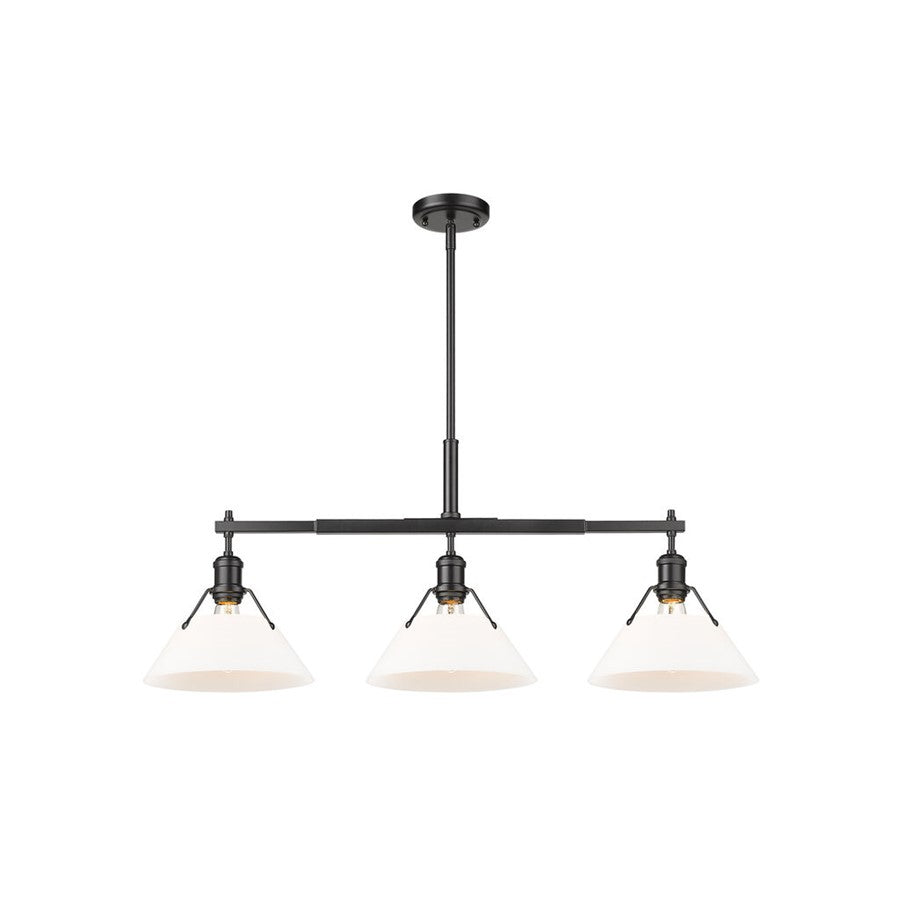 Golden Orwell 3-Light Linear Pendant, Matte Black/Opal Glass - 3306-LPBLK-OP