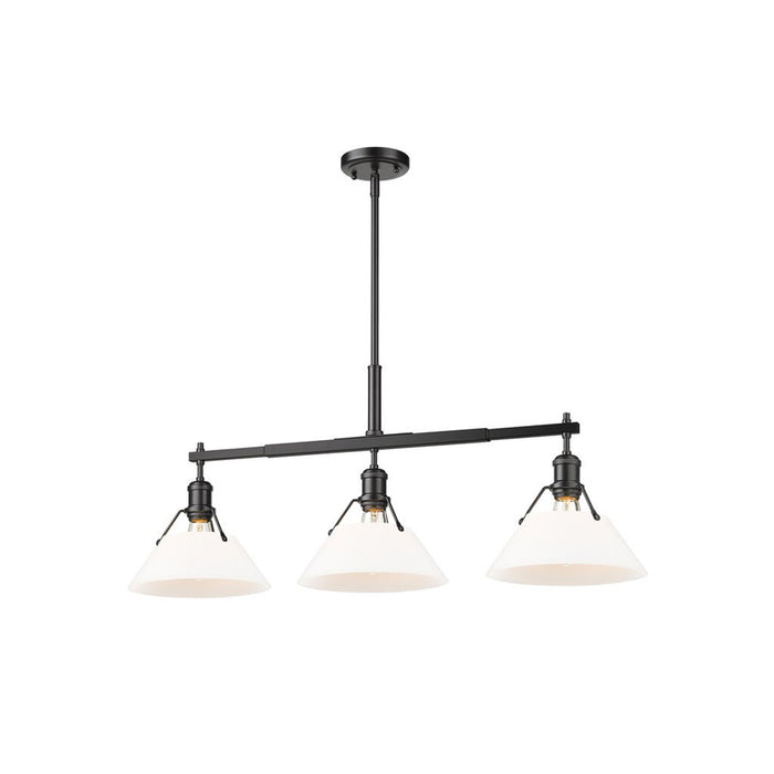 Golden Orwell 3-Light Linear Pendant, Matte Black/Opal Glass