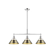 Golden Lighting Orwell 3-Light Linear Pendant, Chrome/Aged Brass - 3306-LPCH-AB