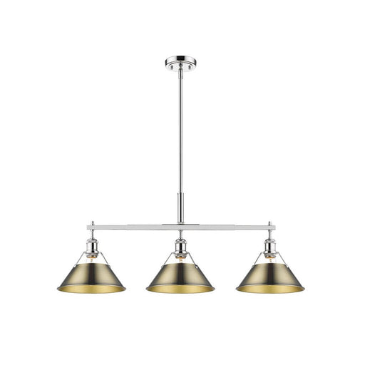 Golden Lighting Orwell 3-Light Linear Pendant, Chrome/Aged Brass - 3306-LPCH-AB