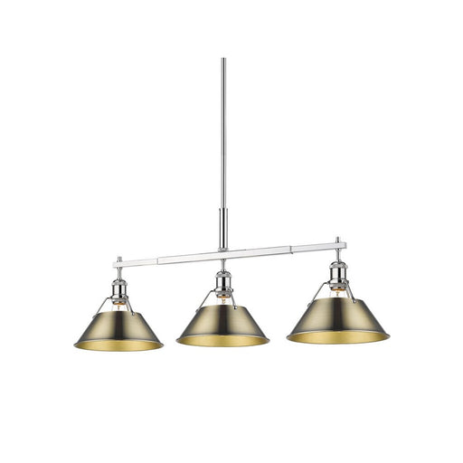 Golden Lighting Orwell 3-Light Linear Pendant, Chrome/Aged Brass