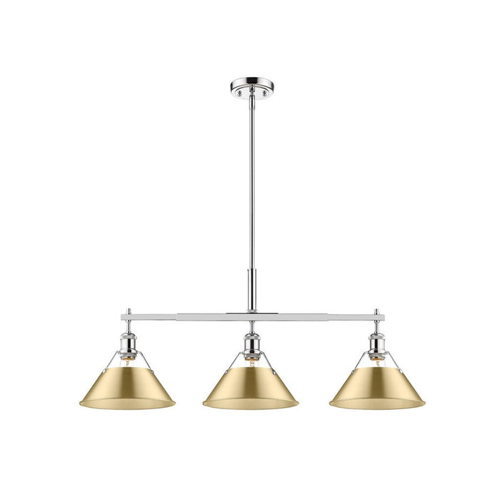 Golden Orwell 3-Light Linear Pendant, Chrome/ Champagne Bronze - 3306-LPCH-BCB