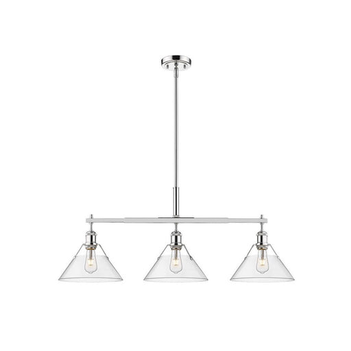 Golden Orwell 3-Light Linear Pendant, Chrome/Clear Glass - 3306-LPCH-CLR