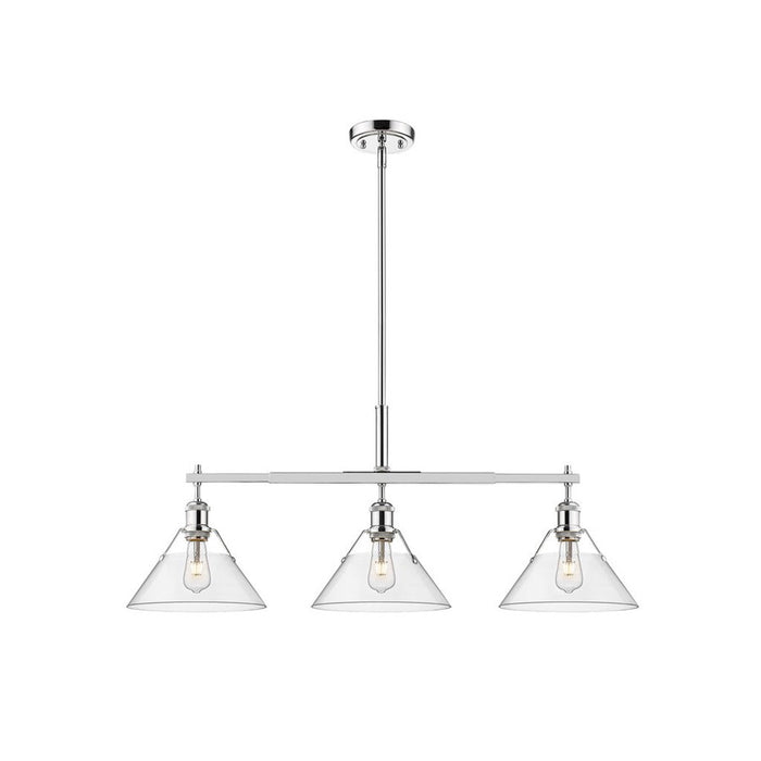 Golden Orwell 3-Light Linear Pendant, Chrome/Clear Glass - 3306-LPCH-CLR