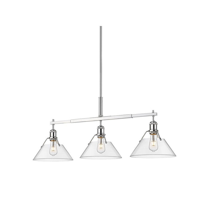 Golden Orwell 3-Light Linear Pendant, Chrome/Clear Glass