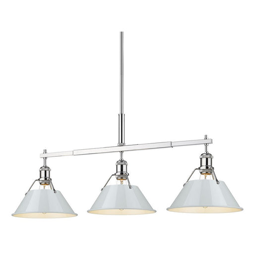 Golden Lighting Orwell 3-Light Linear Pendant, Chrome/Dusky Blue