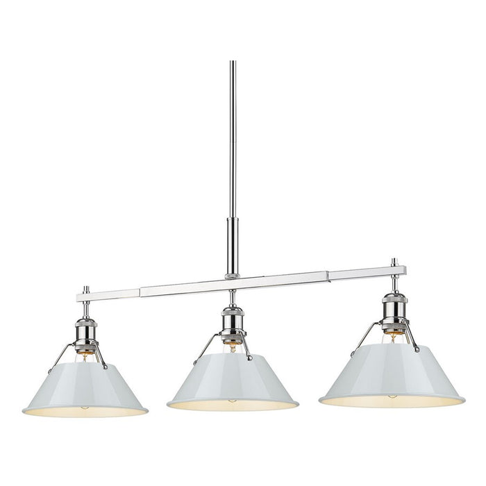 Golden Lighting Orwell 3-Light Linear Pendant, Chrome/Dusky Blue