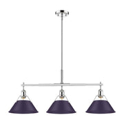 Golden Lighting Orwell 36in 3-Light Island Light | Industrial Chrome and Exotic Purple Steel | Kitchen Island & Dining Room | Model 3306-LP CH-EP