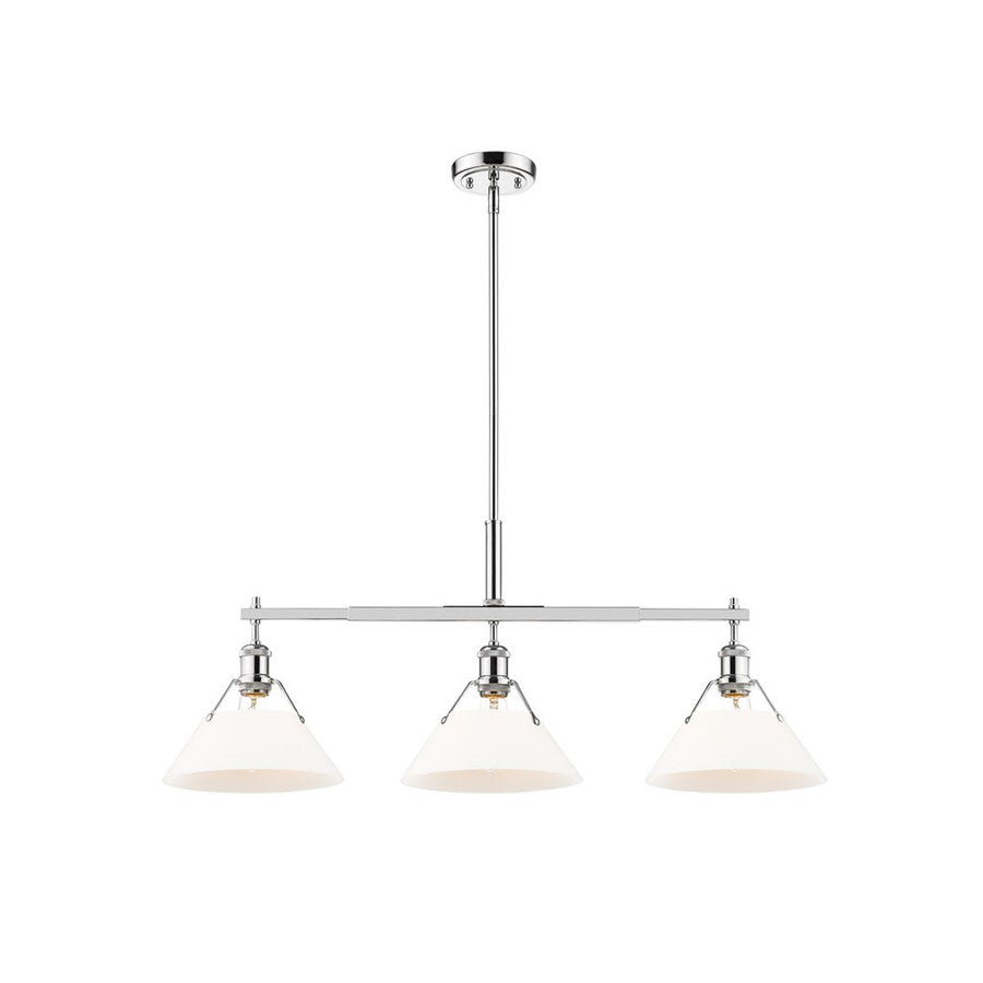 Golden Lighting Orwell 3-Light Linear Pendant, Chrome/Opal Glass - 3306-LPCH-OP