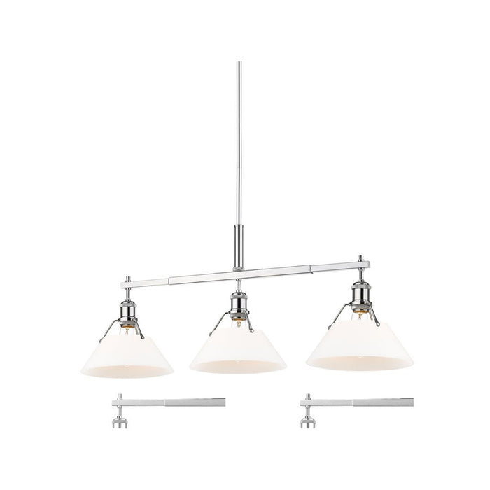 Golden Lighting Orwell 3-Light Linear Pendant, Chrome/Opal Glass