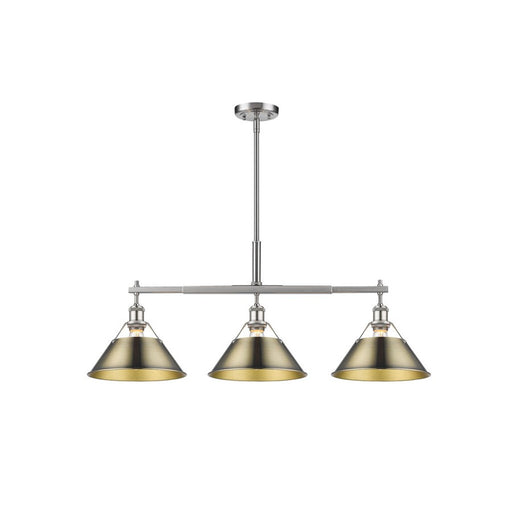 Golden Lighting Orwell 3-Light Linear Pendant, Pewter/Aged Brass - 3306-LPPW-AB