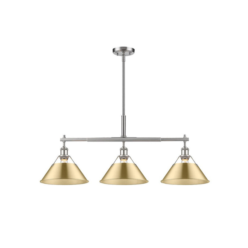 Golden Orwell 3-Light Linear Pendant, Pewter/ Champagne Bronze - 3306-LPPW-BCB