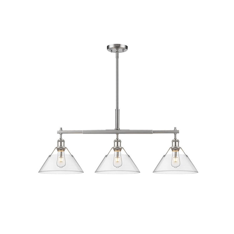 Golden Orwell 3-Light Linear Pendant, Pewter/Clear Glass - 3306-LPPW-CLR