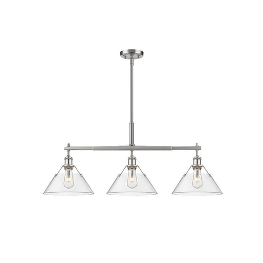 Golden Orwell 3-Light Linear Pendant, Pewter/Clear Glass - 3306-LPPW-CLR