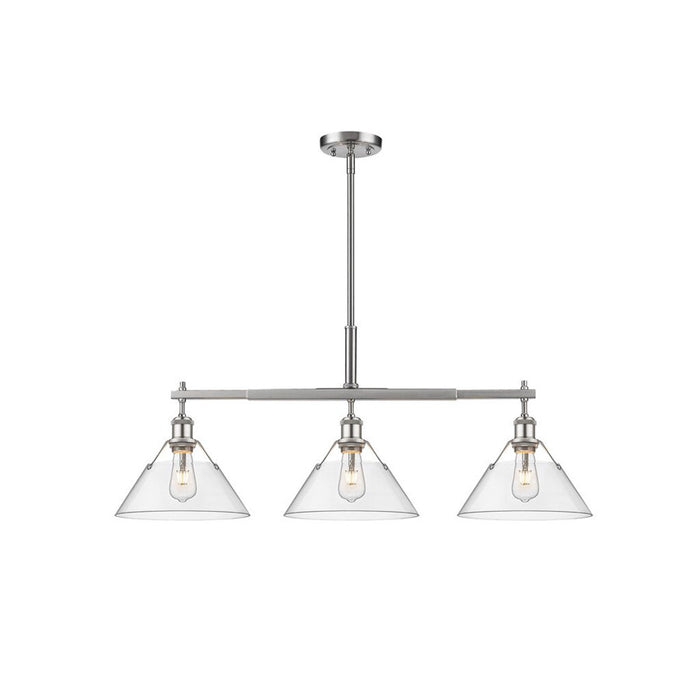 Golden Orwell 3-Light Linear Pendant, Pewter/Clear Glass - 3306-LPPW-CLR