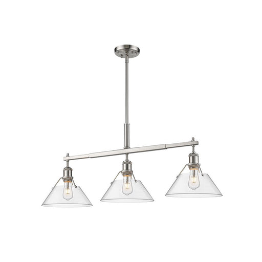 Golden Orwell 3-Light Linear Pendant, Pewter/Clear Glass