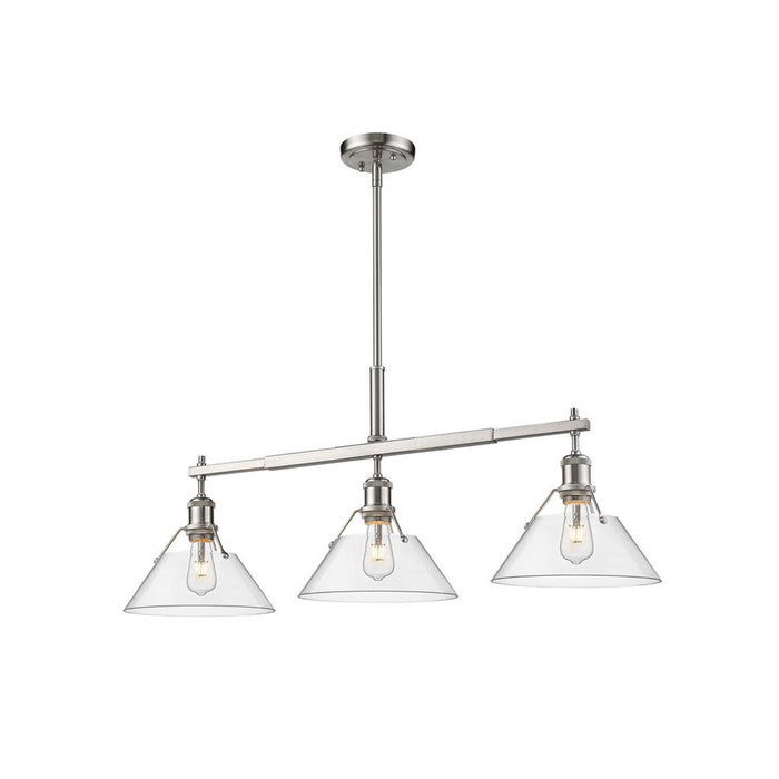 Golden Orwell 3-Light Linear Pendant, Pewter/Clear Glass
