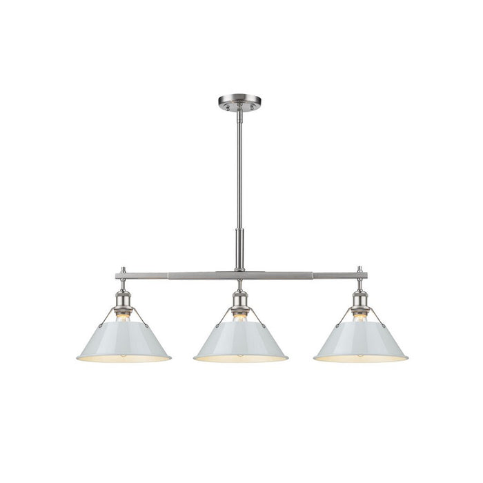 Golden Lighting Orwell 3-Light Linear Pendant, Pewter/Dusky Blue - 3306-LPPW-DB