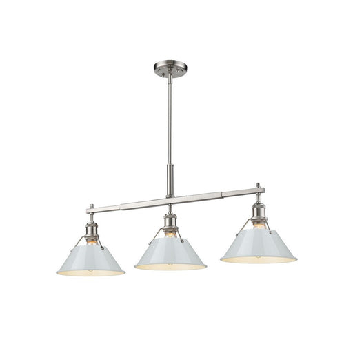 Golden Lighting Orwell 3-Light Linear Pendant, Pewter/Dusky Blue