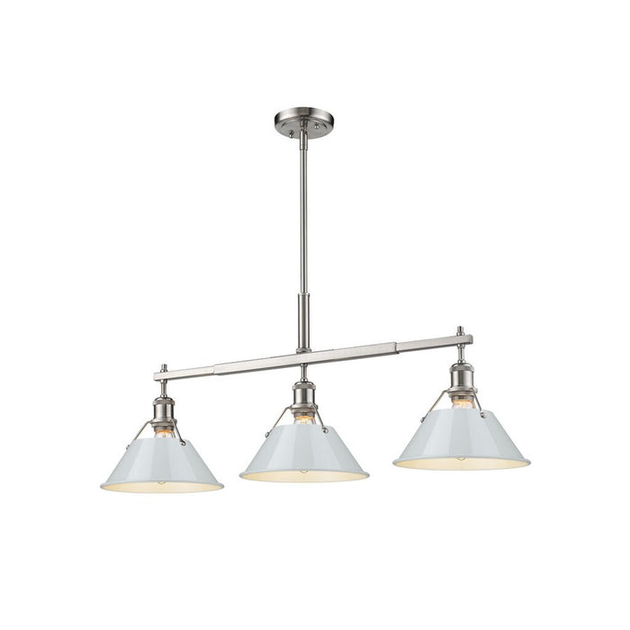 Golden Lighting Orwell 3-Light Linear Pendant, Pewter/Dusky Blue