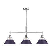 Golden Lighting Orwell 36in 3-Light Island Light | Industrial Pewter and Exotic Purple Steel | Kitchen Island & Dining Room | Model 3306-LP PW-EP