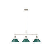 Golden Lighting Orwell 3-Light Linear Pendant, Pewter/Pine Green - 3306-LPPW-GN