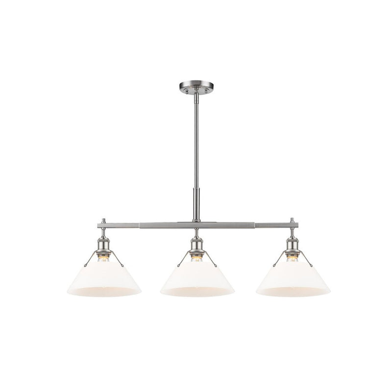 Golden Lighting Orwell 3-Light Linear Pendant, Pewter/Opal Glass - 3306-LPPW-OP
