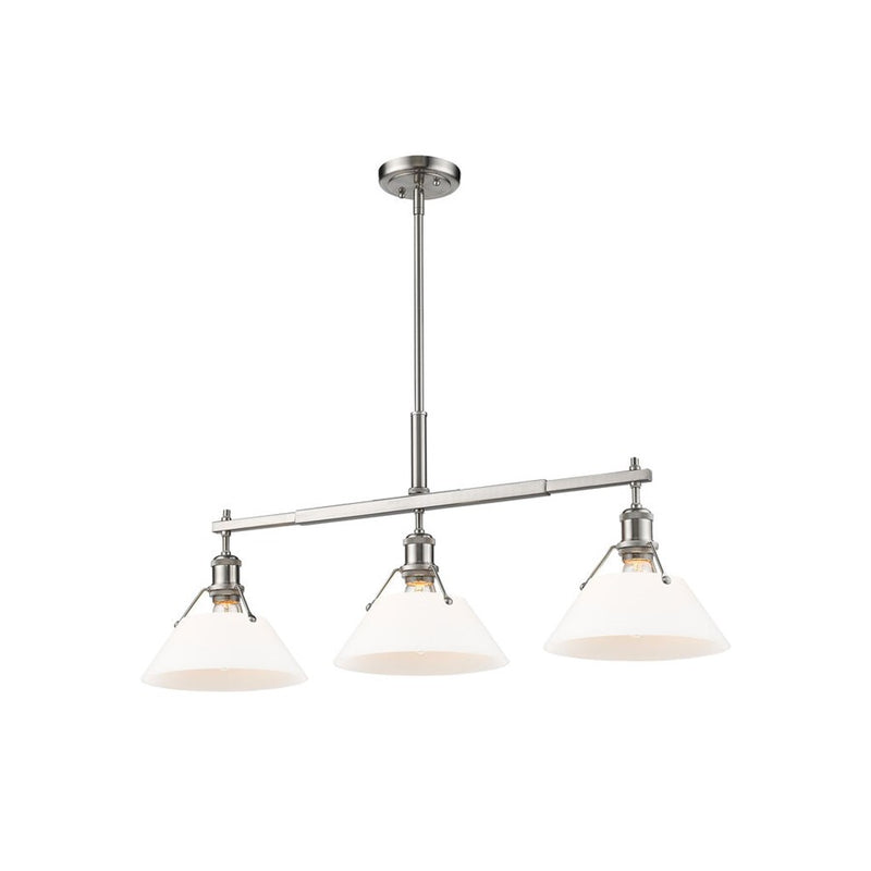 Golden Lighting Orwell 3-Light Linear Pendant, Pewter/Opal Glass