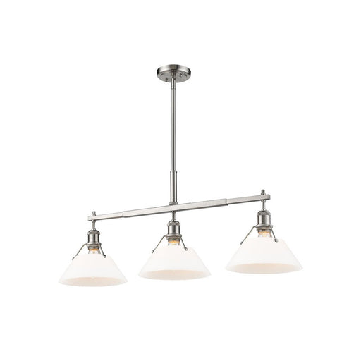 Golden Lighting Orwell 3-Light Linear Pendant, Pewter/Opal Glass