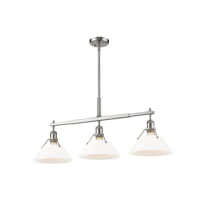 Golden Lighting Orwell 3-Light Linear Pendant, Pewter/Opal Glass