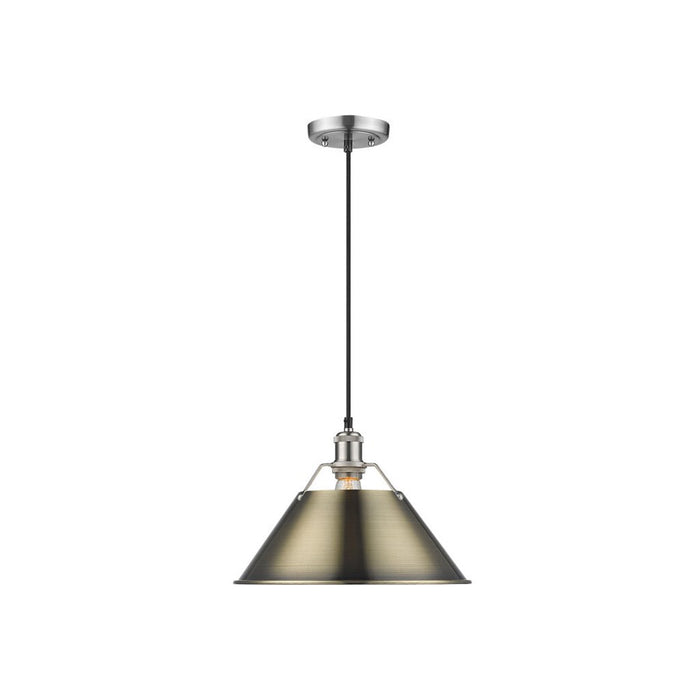 Golden Lighting Orwell 14" Wide Large Pendant, Pewter/Aged Brass - 3306-LPW-AB