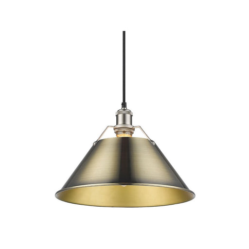 Golden Lighting Orwell 14" Wide Large Pendant, Pewter/Aged Brass