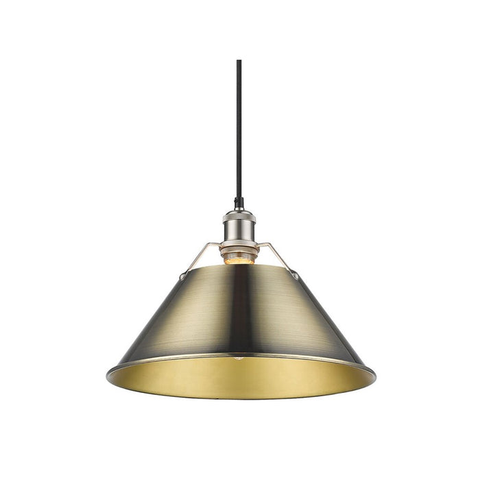 Golden Lighting Orwell 14" Wide Large Pendant, Pewter/Aged Brass