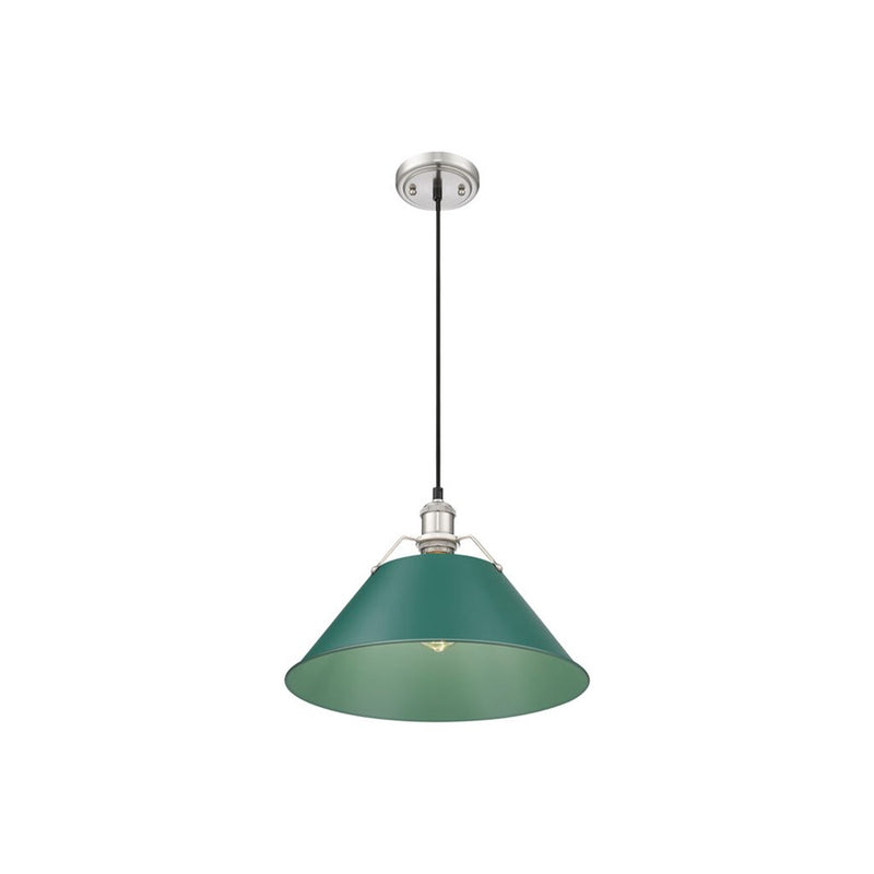 Golden Lighting Orwell 14" Wide Large Pendant, Pewter/Pine Green