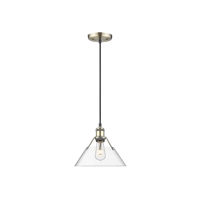 Golden Orwell 10" Wide Medium Pendant, Aged Brass/Clear Glass - 3306-MAB-CLR