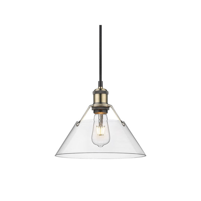 Golden Orwell 10" Wide Medium Pendant, Aged Brass/Clear Glass